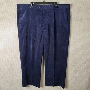 Bagazio Pants Mens 48/34 (46x27) Blue Pleated Corduroy Polyester Rayon Trousers